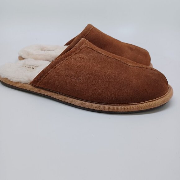 Brookstone Slippers N-A-P Suede Leather Shearling Slip On Mens Medium - Picture 12 of 12